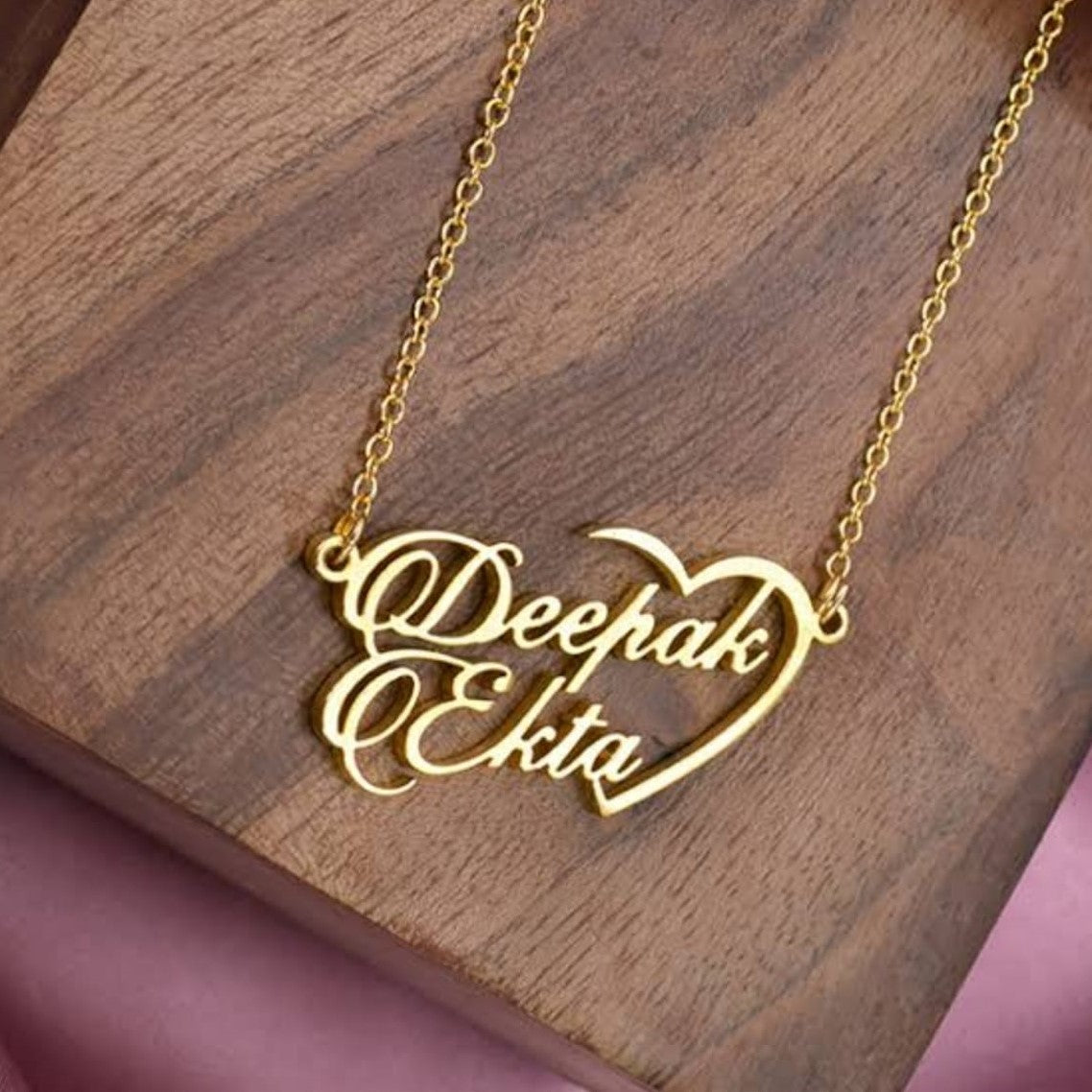 Personalized Name Necklace - Inside Heart