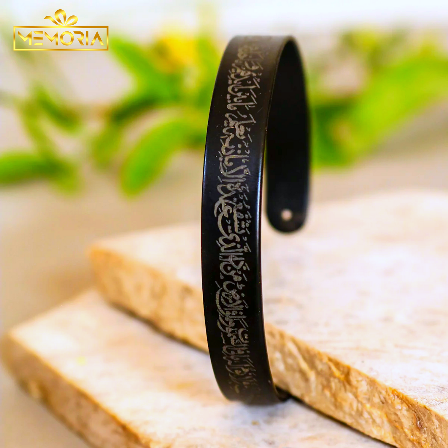 Ayat-ul-Kursi Black Bracelet with Gold Engraving