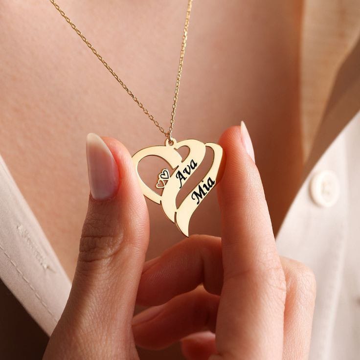 Personalized Name Necklace - Inside Heart