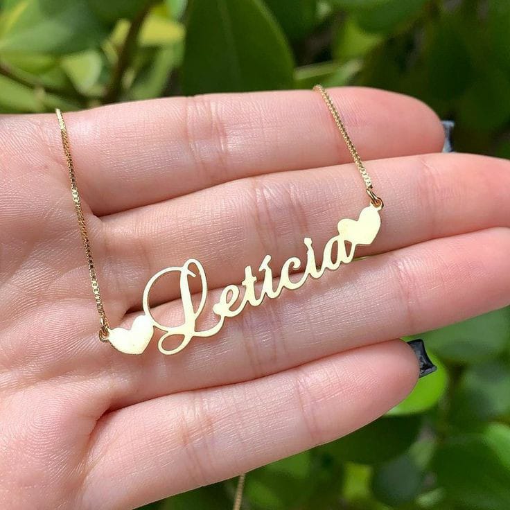 Personalized Name Necklace - Between Hearts